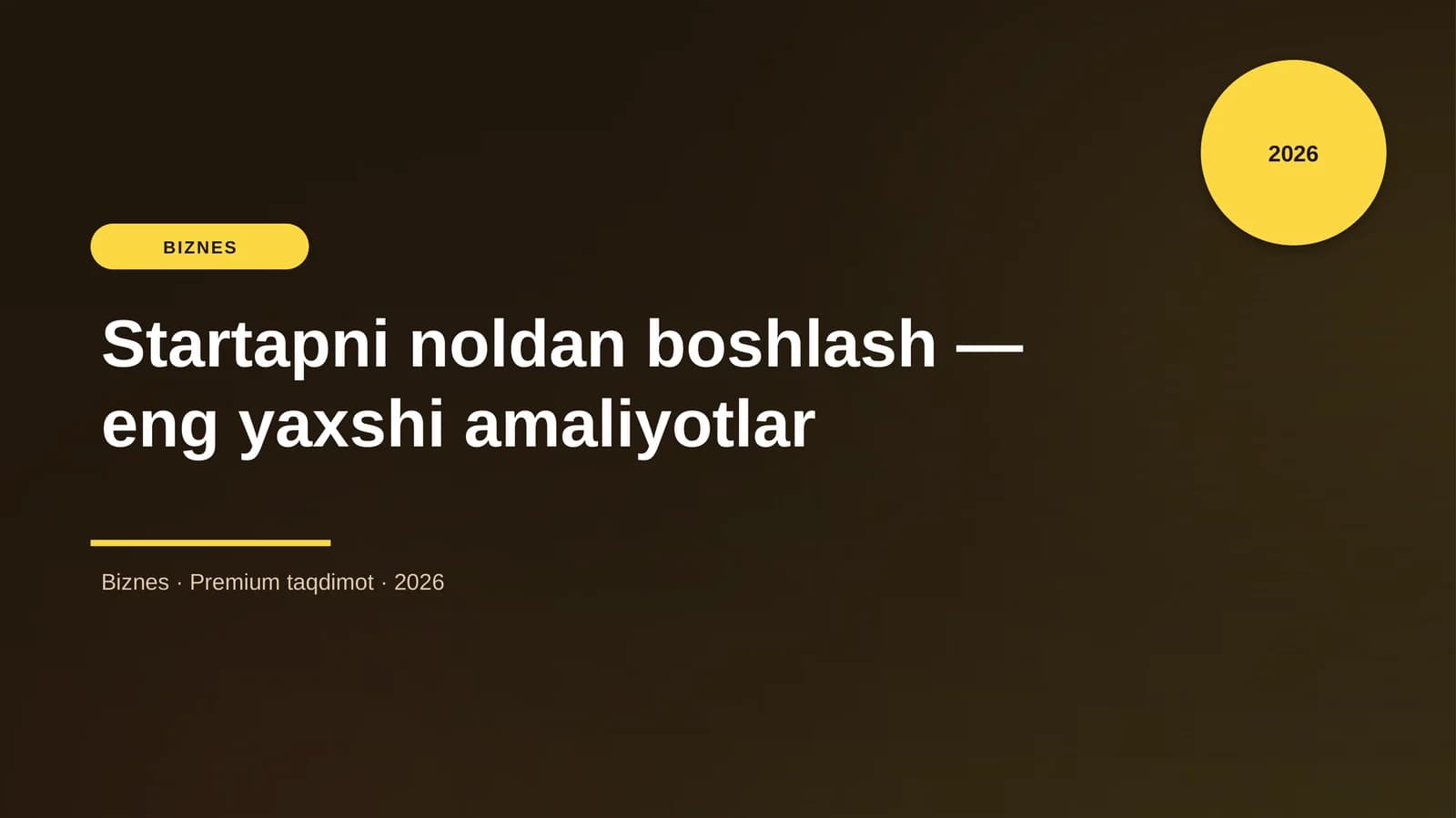 Startapni noldan boshlash