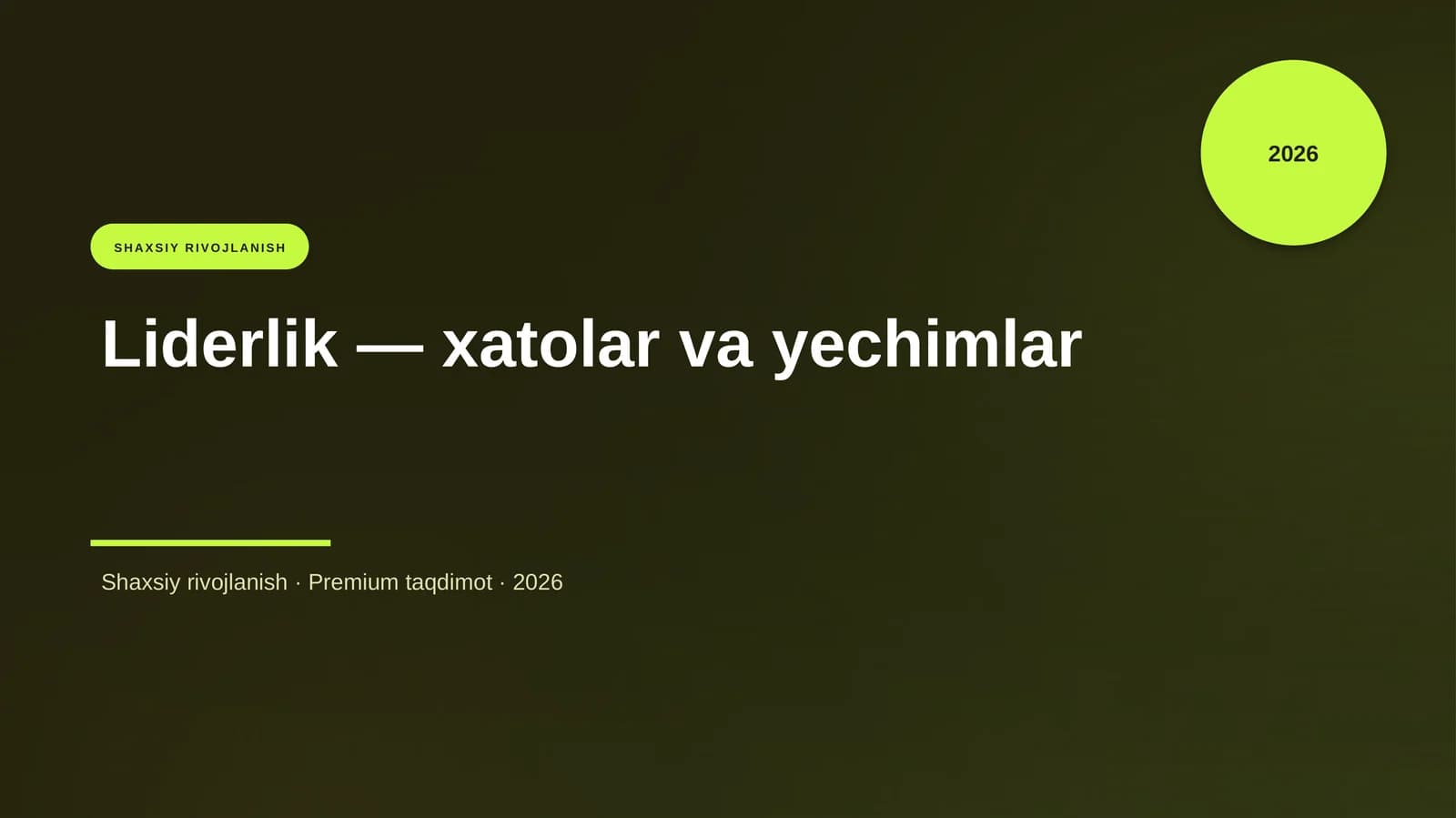 Liderlik — xatolar va yechimlar