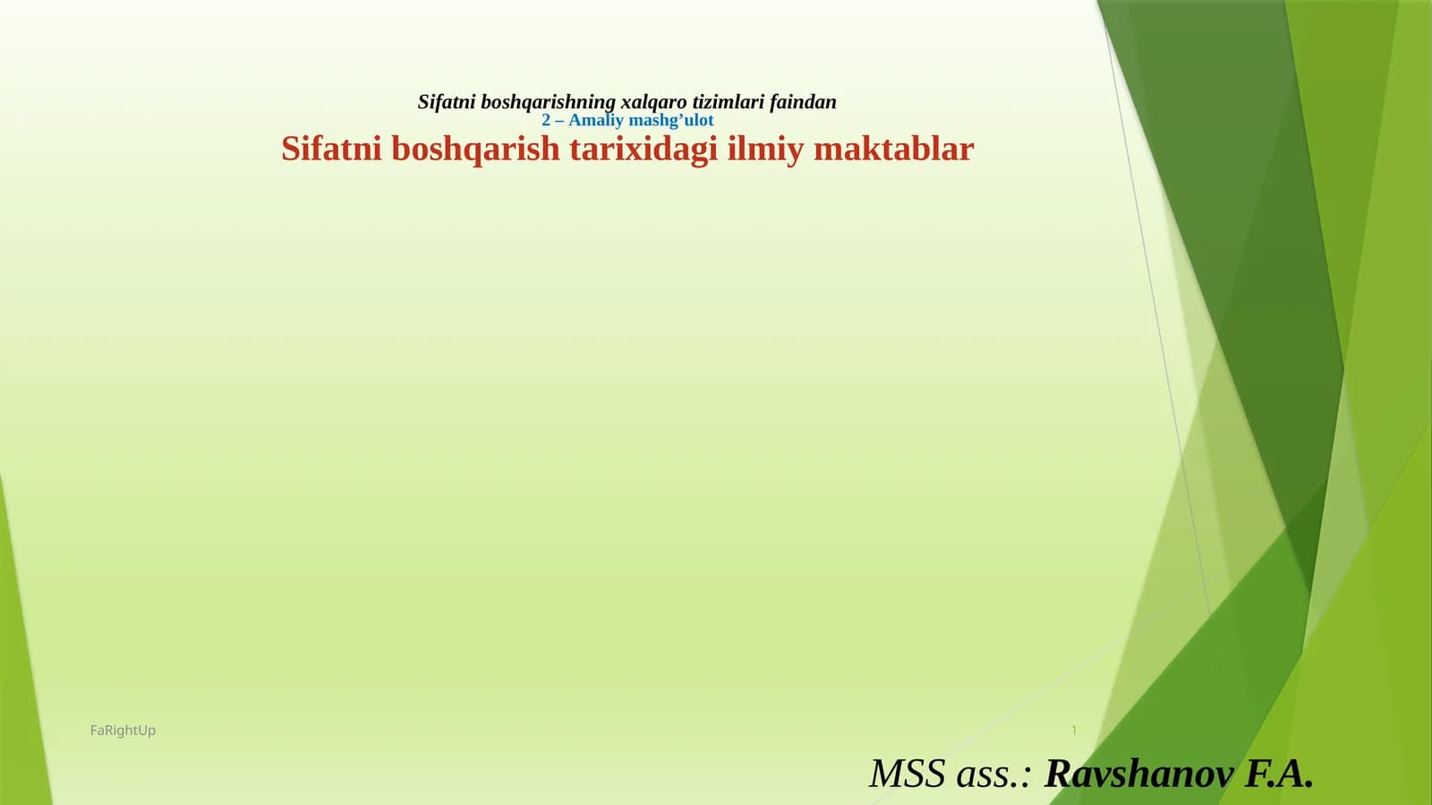 Sifatni boshqarish tarixidagi ilmiy maktablar