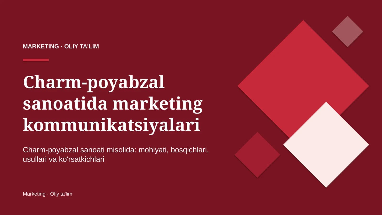 Charm-poyabzal sanoatida marketing kommunikatsiyalari