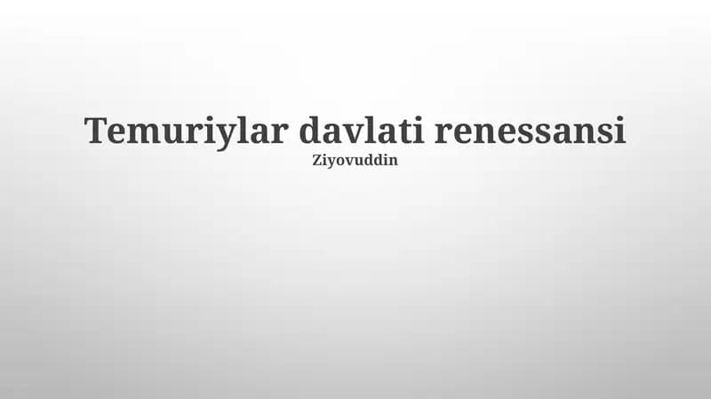 Temuriylar davlati renessansi