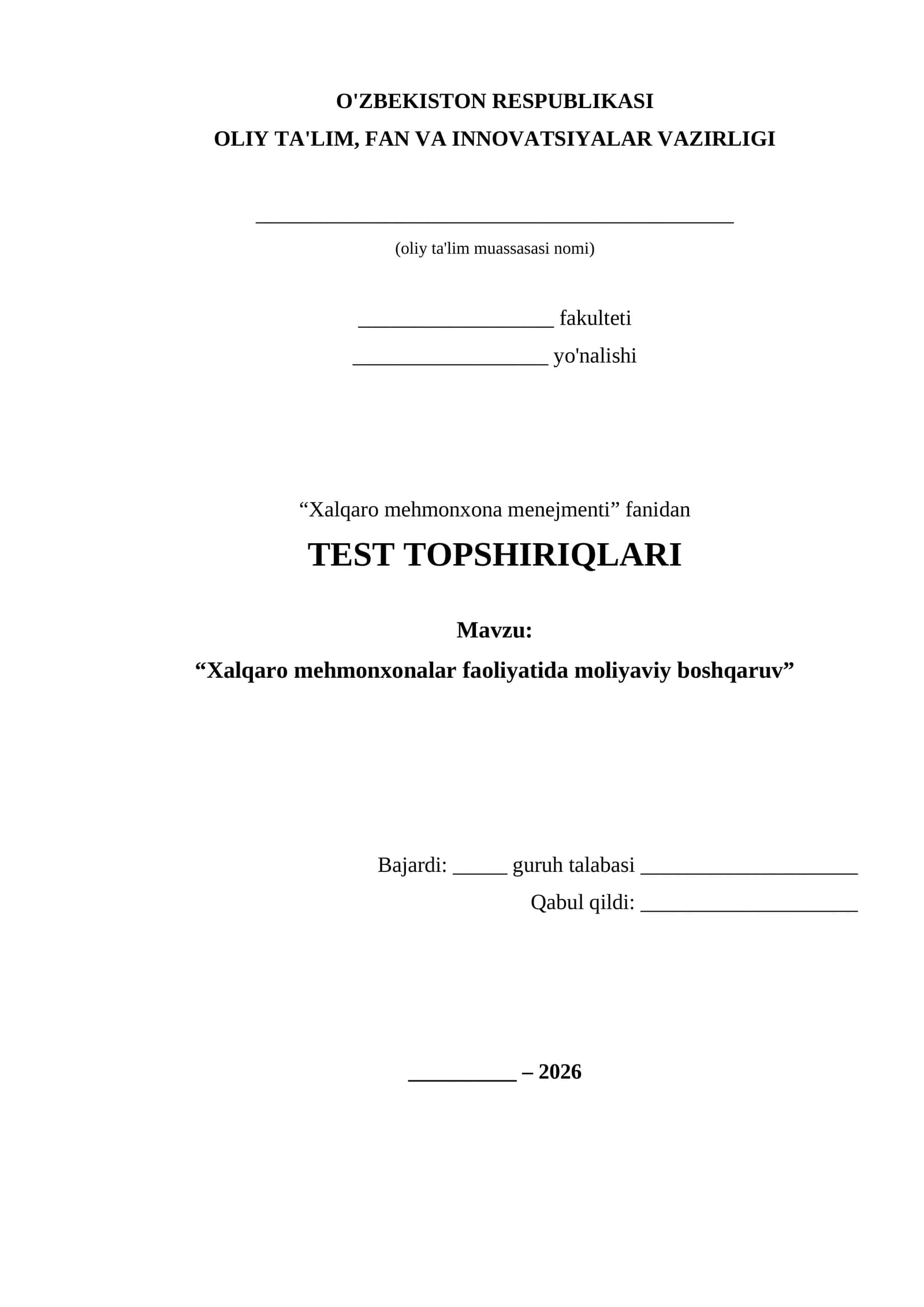 TEST TOPSHIRIQLARI