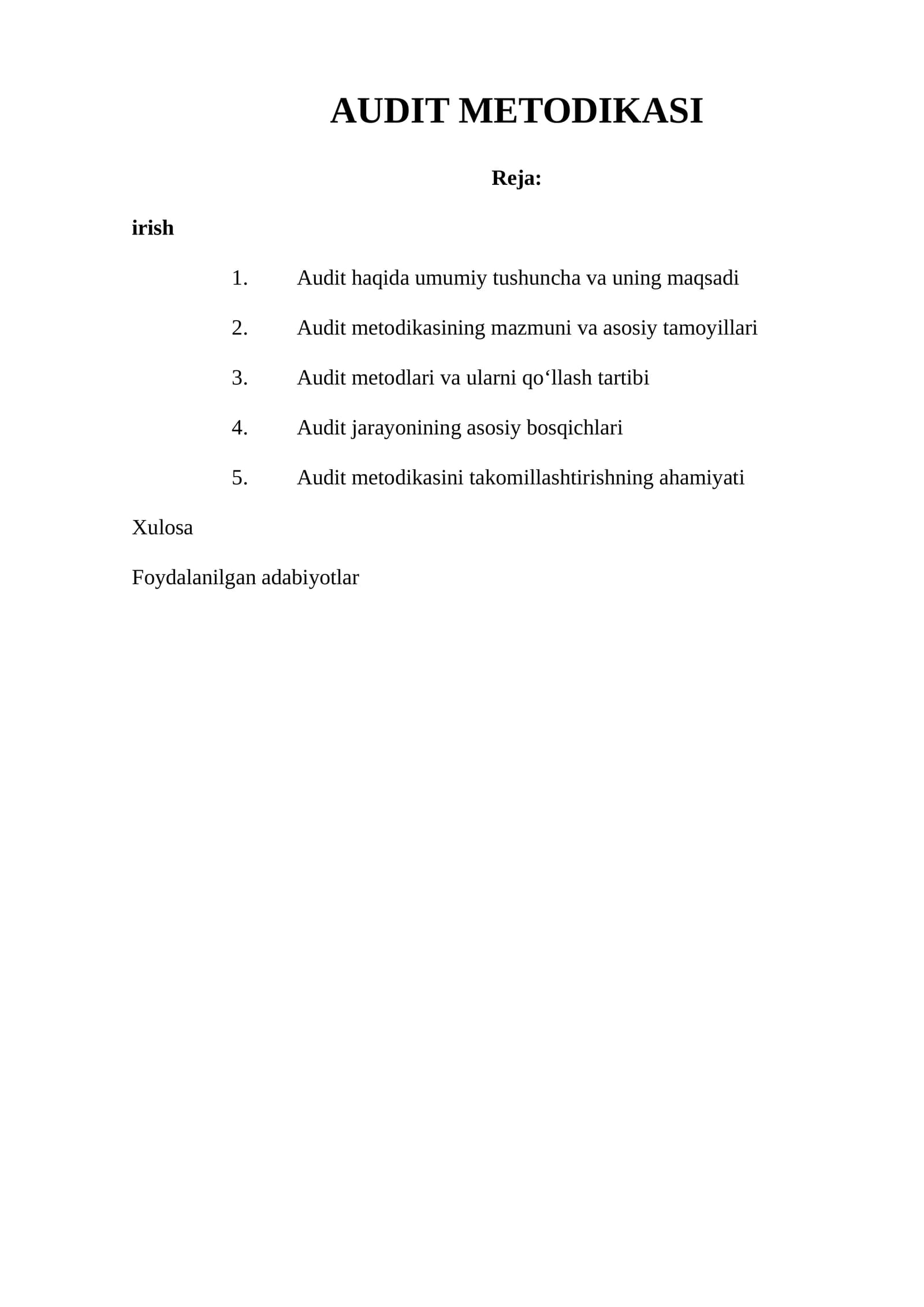 AUDIT METODIKASI