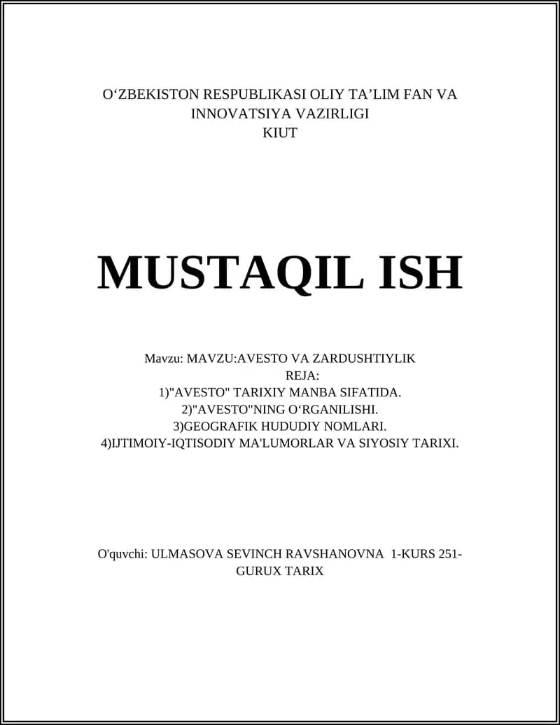 Avesto va Zardushtiylik