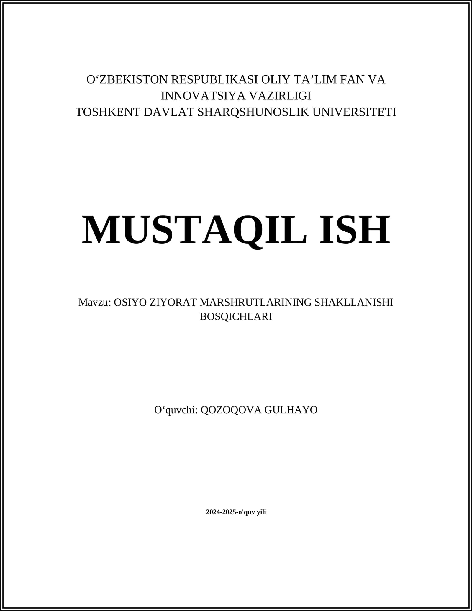 SAYOHAT MARSHRUTLARINING SHAKLLANISHI BOSQICHLARI