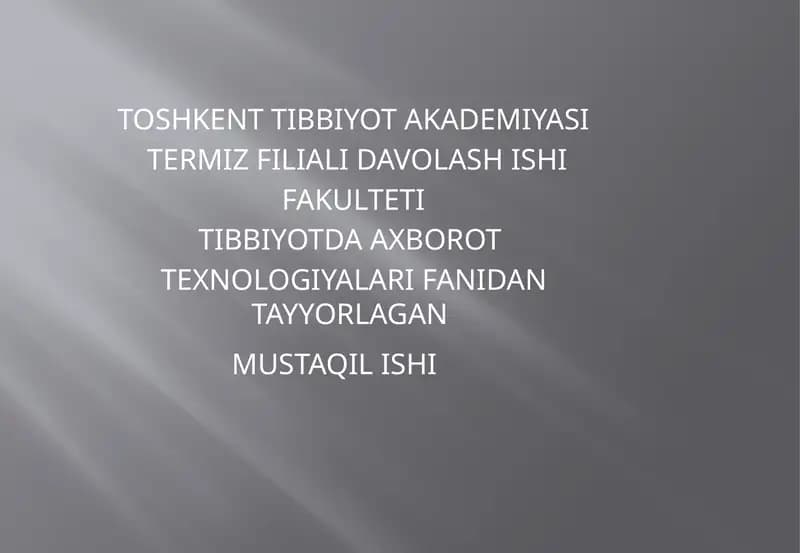 TIBBIY-BIOLOGIK  MASALALARNI YECHISH ALGORITMLARINI  MATEMATIK MODELLASHTIRISH