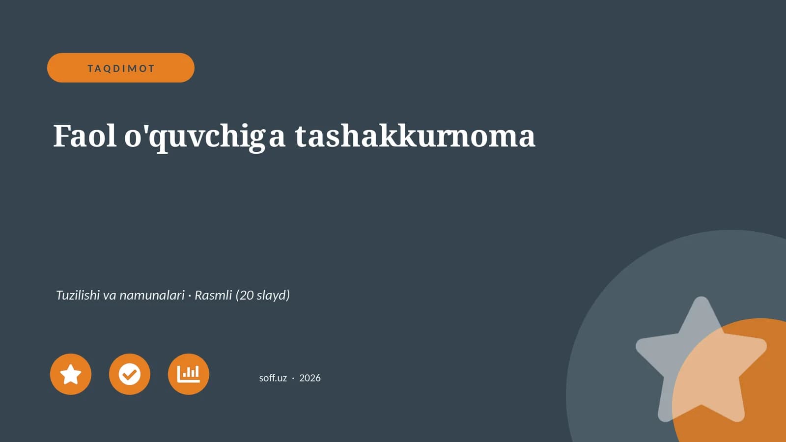 Faol o'quvchiga tashakkurnoma