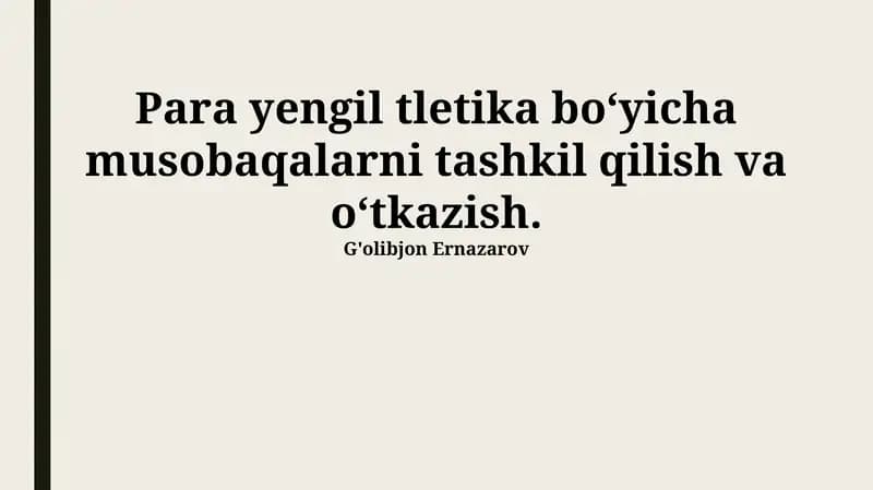 Para atletika musobaqalari qoidalari va reglamentlari