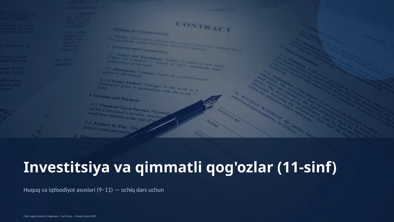 Investitsiya va qimmatli qog'ozlar (11-sinf)