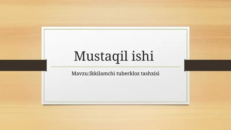 Ikkilamchi tuberkloz tashxisi