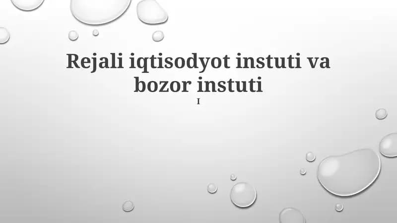 Rejali iqtisodyot instuti va bozor instuti