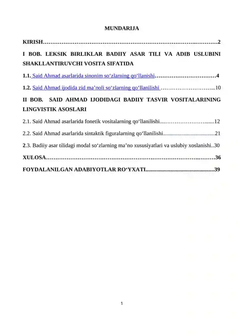Said Ahmad asarlarining morfologik xususiyatlari