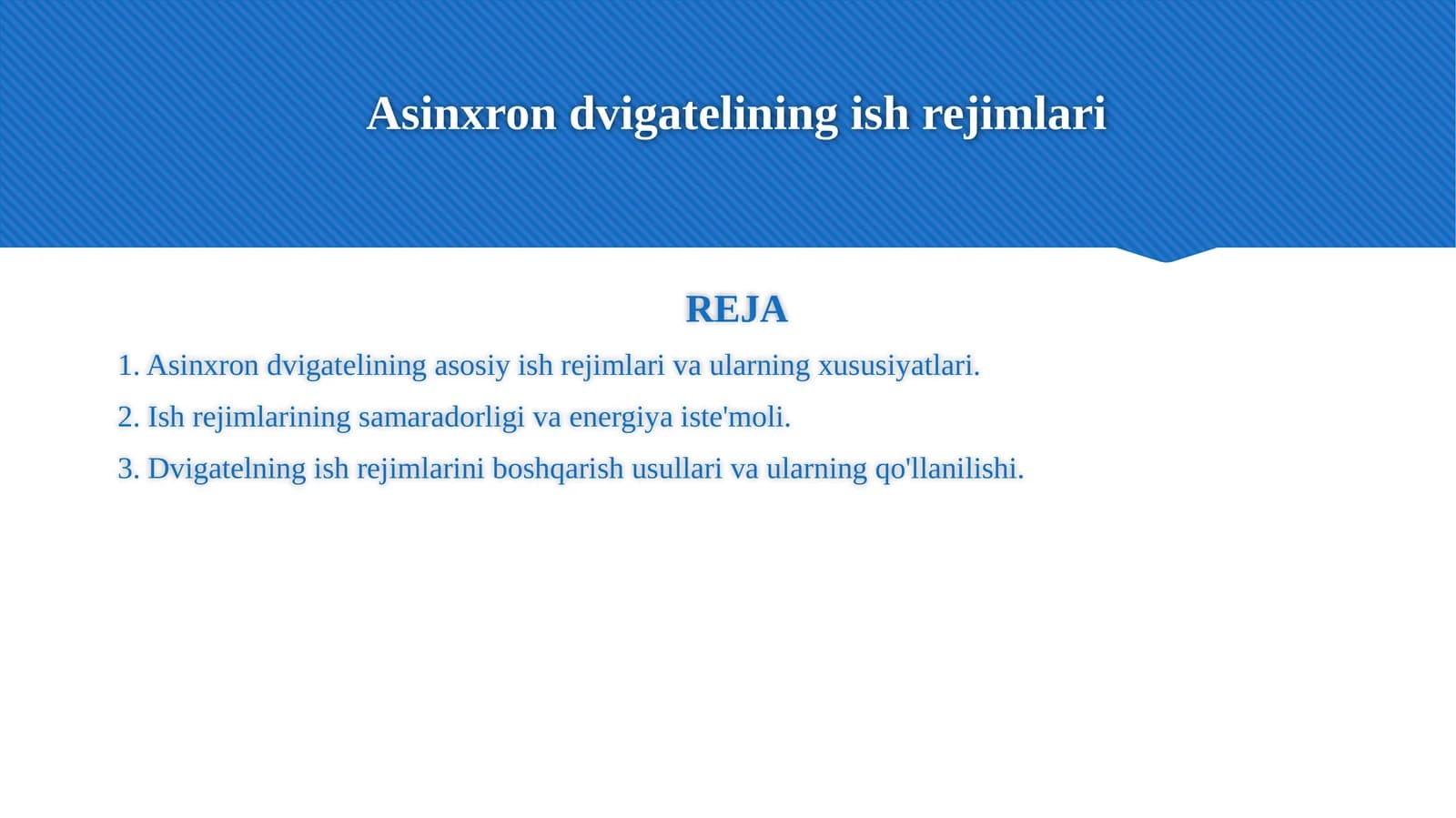 Asinxron dvigatelining ish rejimlari