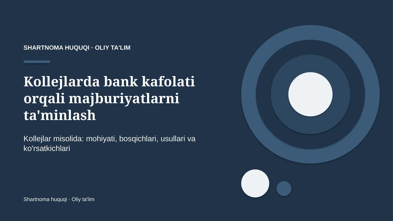 Kollejlarda bank kafolati orqali majburiyatlarni ta'minlash