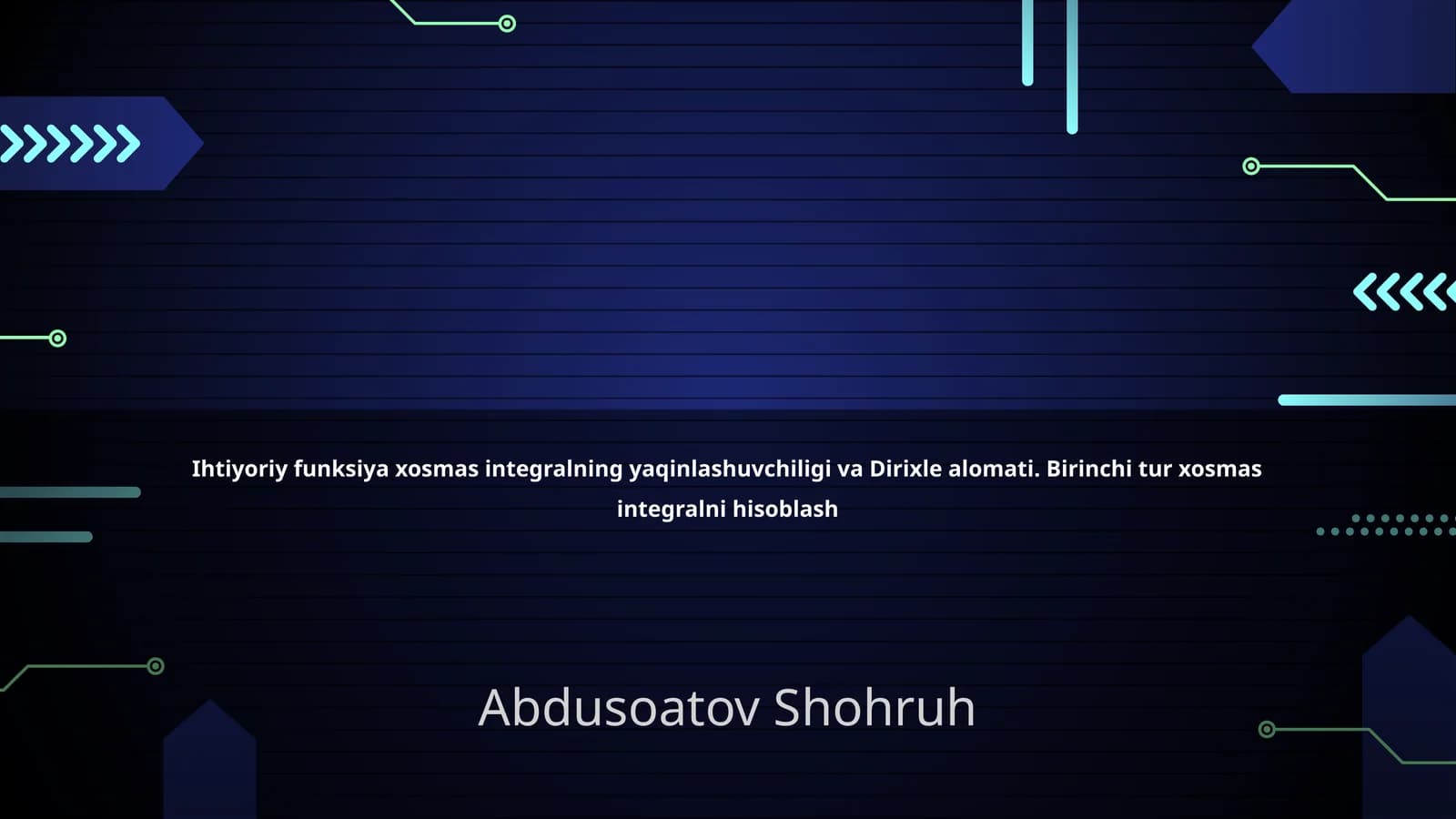 Ihtiyoriy funksiya va xosmas integral tushunchalari