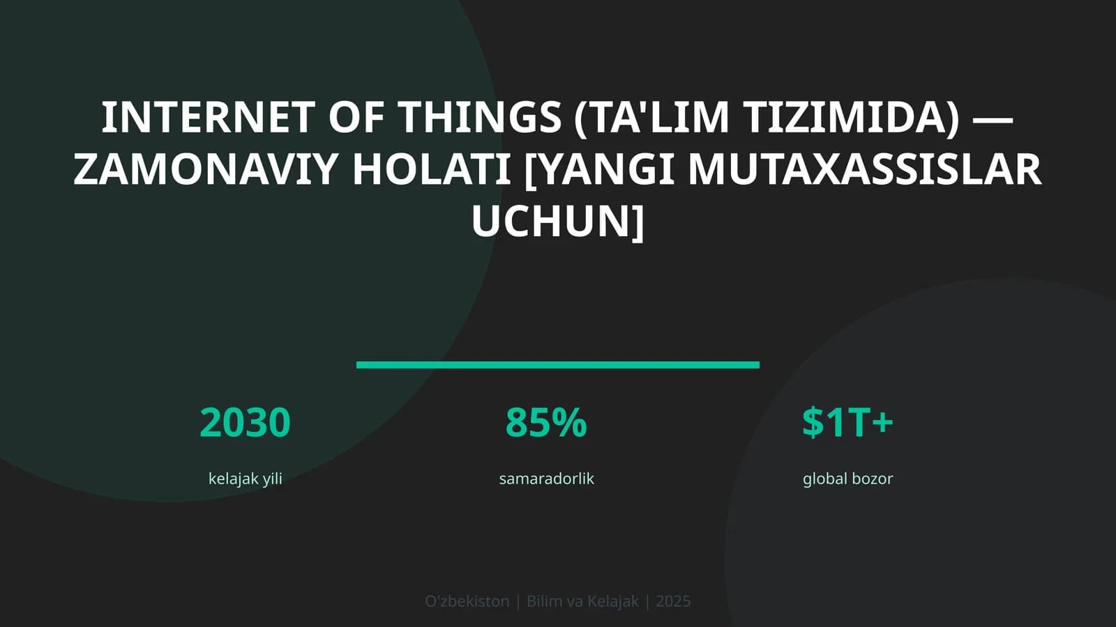 Internet of Things (ta'lim tizimida) — zamonaviy holati [yangi mutaxassislar uchun]