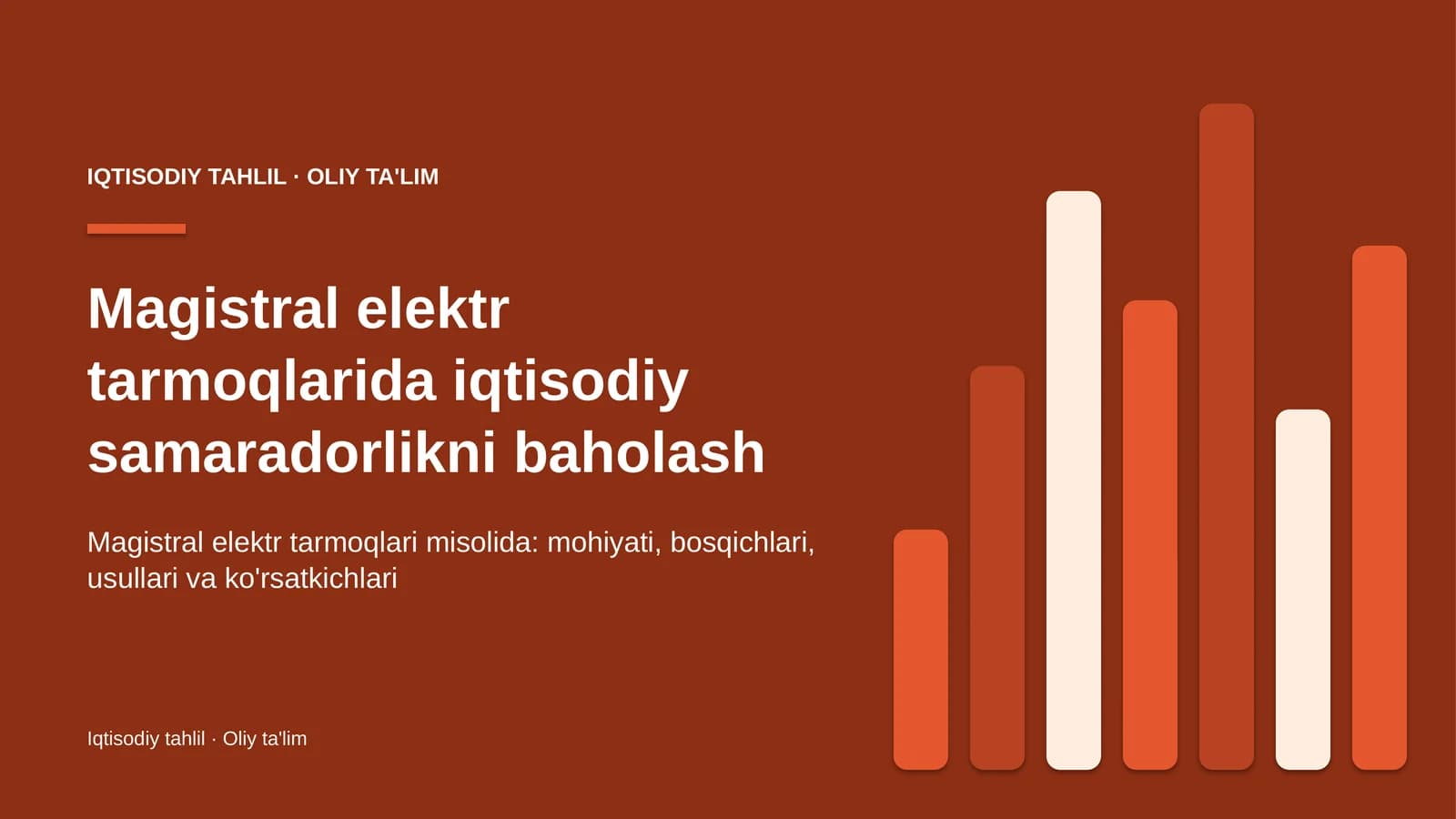 Magistral elektr tarmoqlarida iqtisodiy samaradorlikni baholash