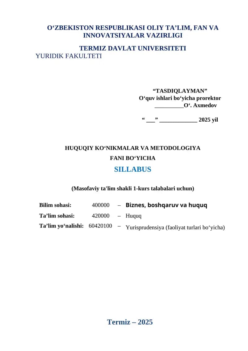 Huquqiy ko‘nikmalar va metodologiya