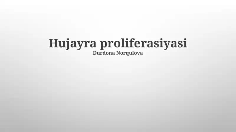 Hujayra proliferasiyasi