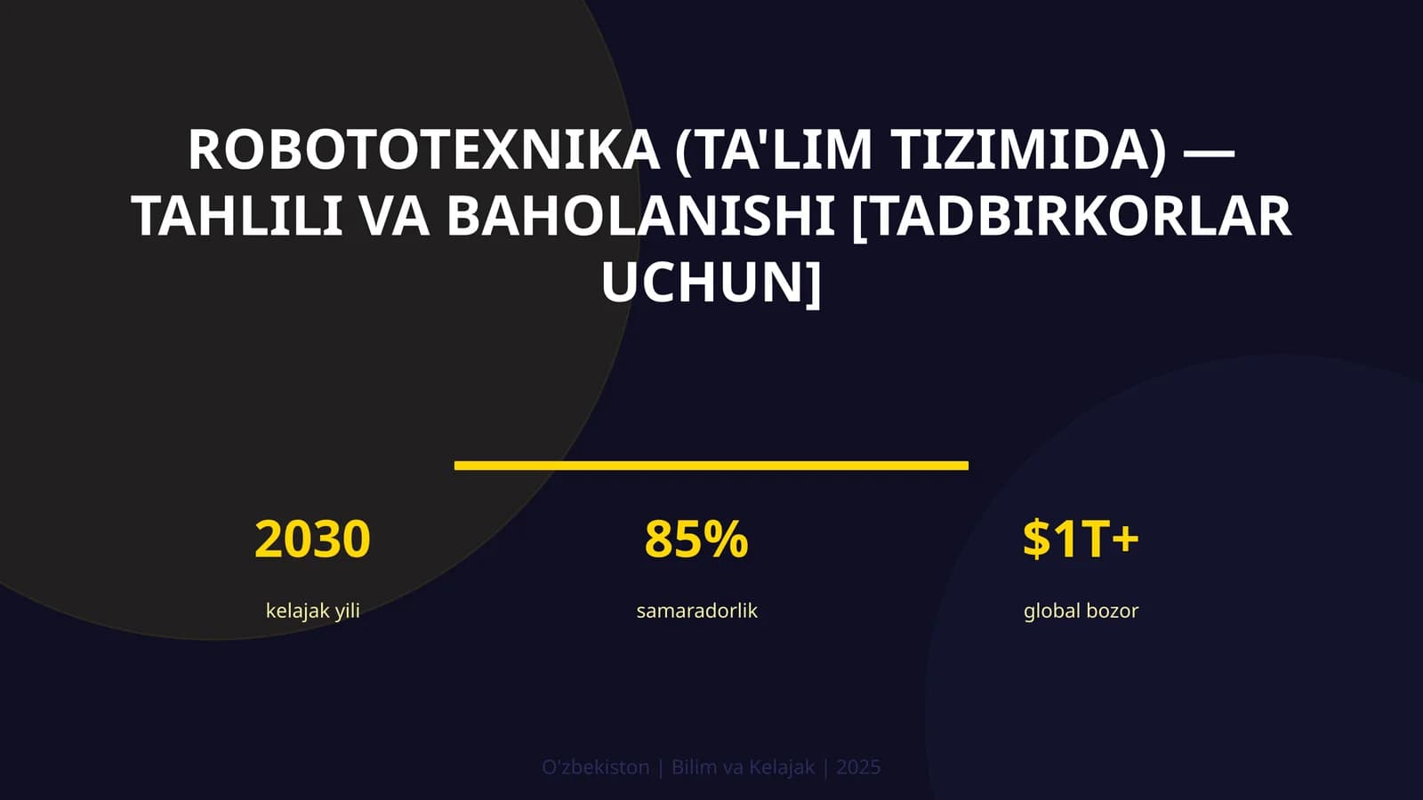 Robototexnika (ta'lim tizimida) — tahlili va baholanishi [tadbirkorlar uchun]