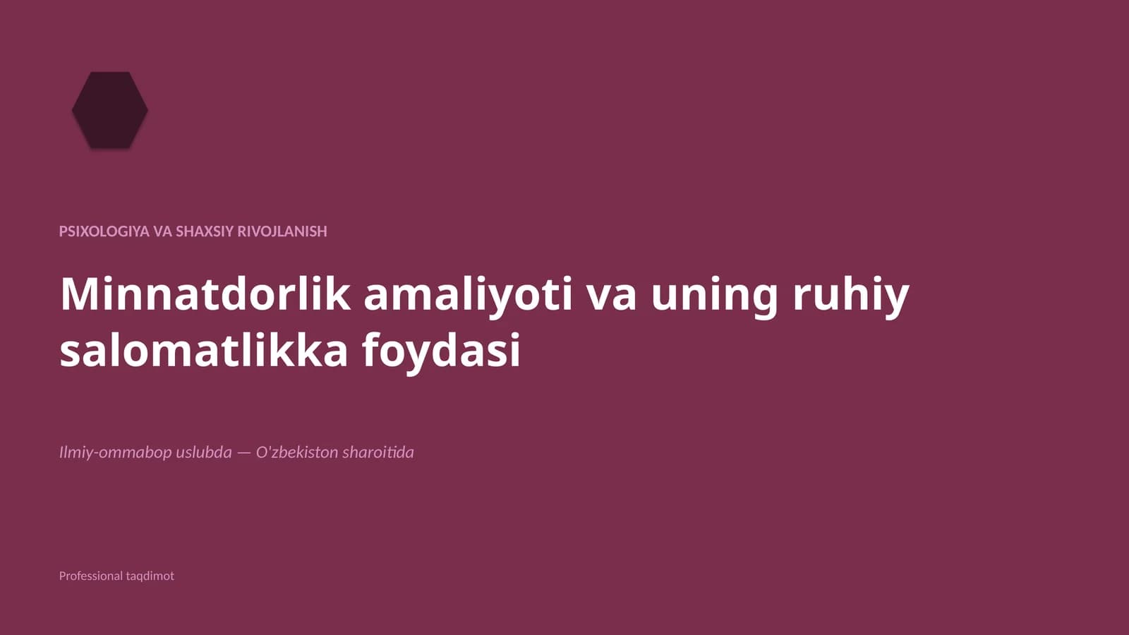 Psixologiya va shaxsiy rivojlanish