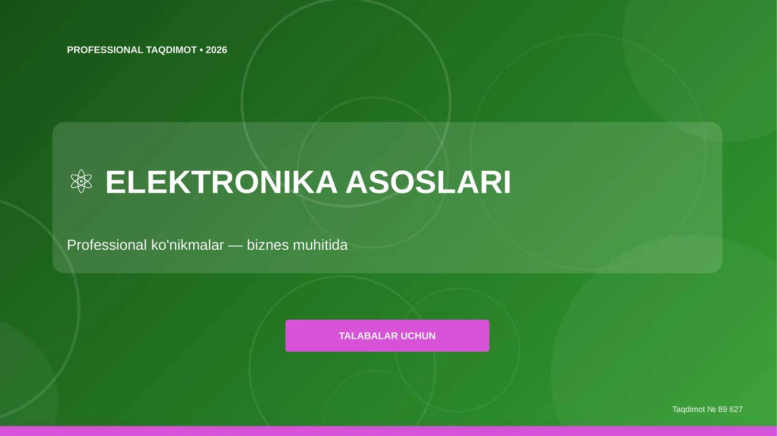 Elektronika asoslari: professional ko'nikmalar (biznes muhitida)