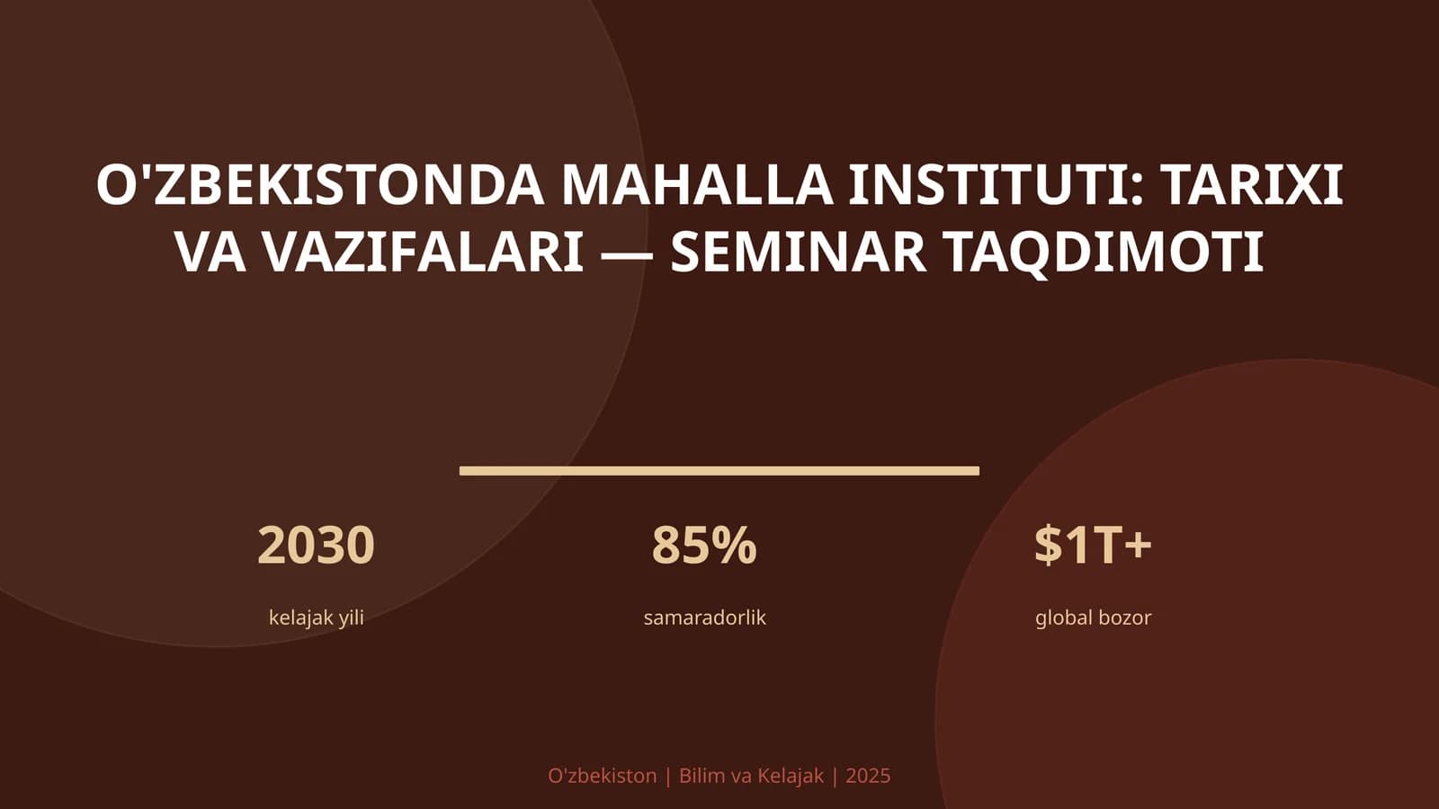 O'zbekistonda mahalla instituti: tarixi va vazifalari — seminar taqdimoti