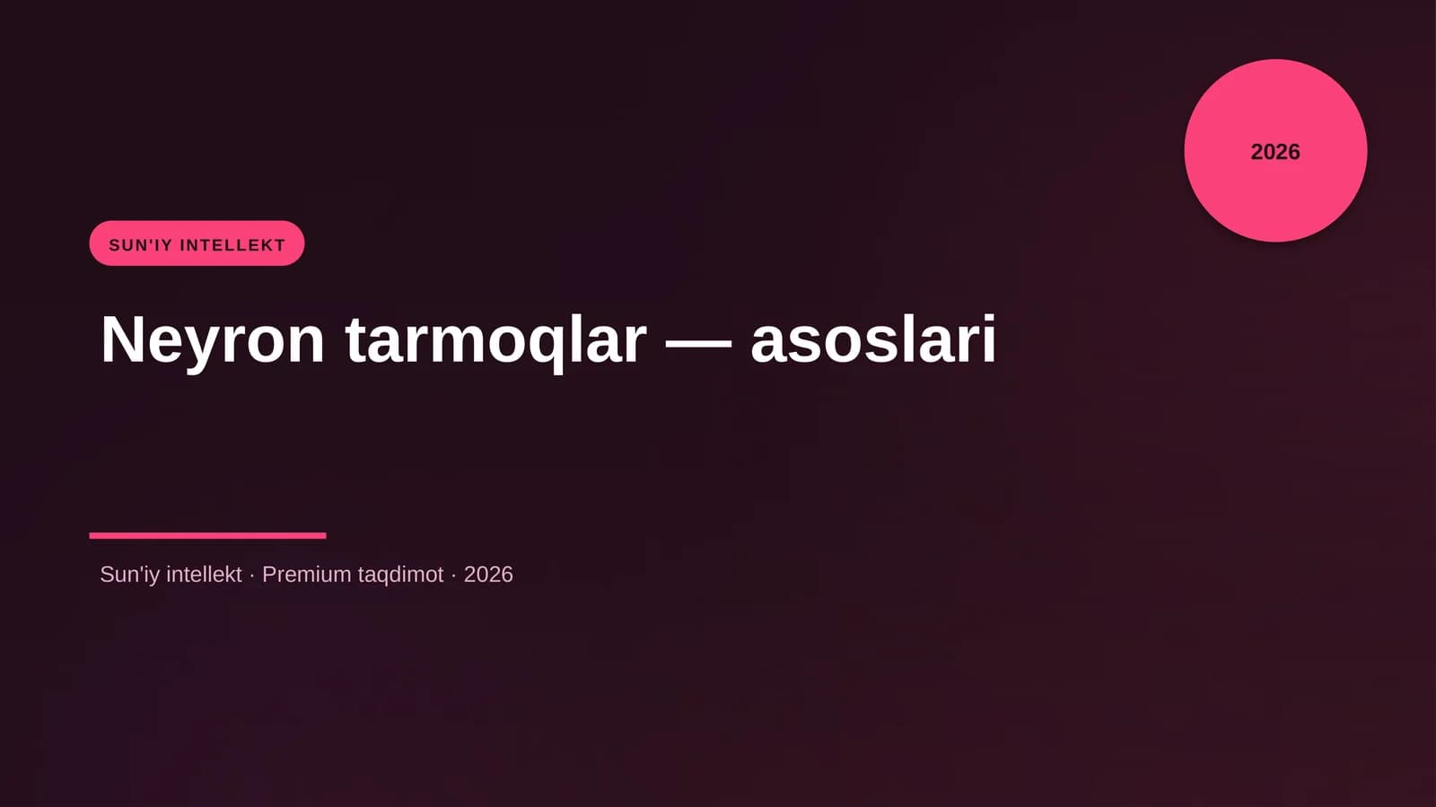 Neyron tarmoqlar — asoslari