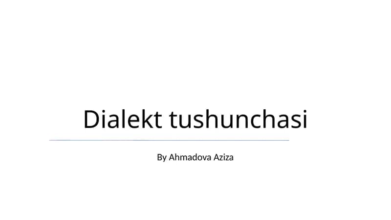 Dialekt tushunchasi