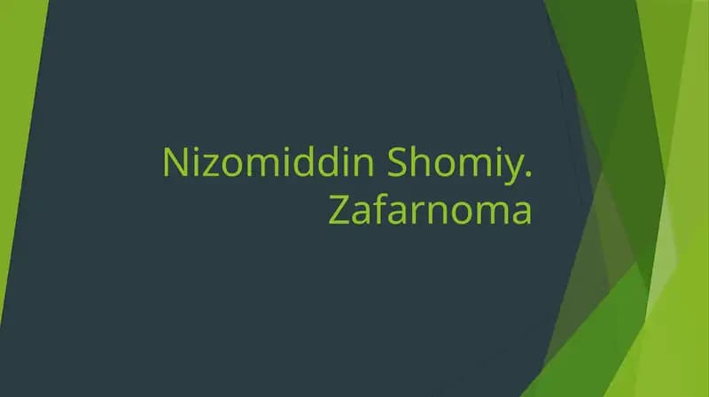 Nizomiddin Shomiy. Zafarnoma