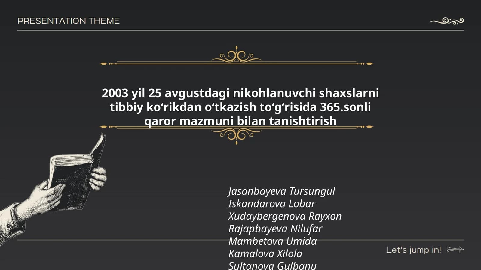 2003 yil 25 avgustdagi nikohlanuvchi shaxslarni tibbiy koʻrikdan oʻtkazish toʻgʻrisida 365.sonli qaror mazmuni