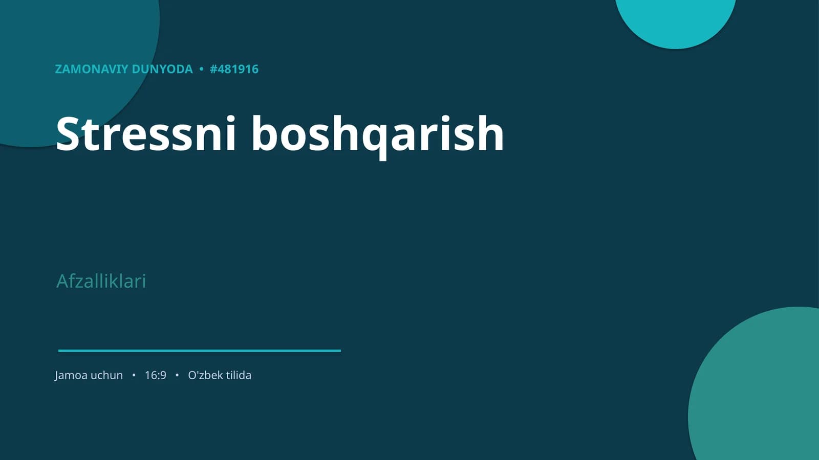 Stressni boshqarish