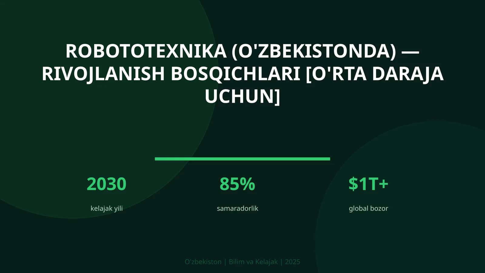 Robototexnika (O'zbekistonda) — rivojlanish bosqichlari [o'rta daraja uchun]