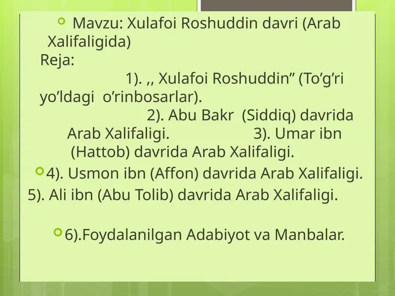 Xulafoi Roshuddin davri (Arab Xalifaligida)
