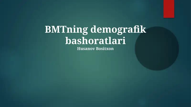 BMTning demografik bashoratlari