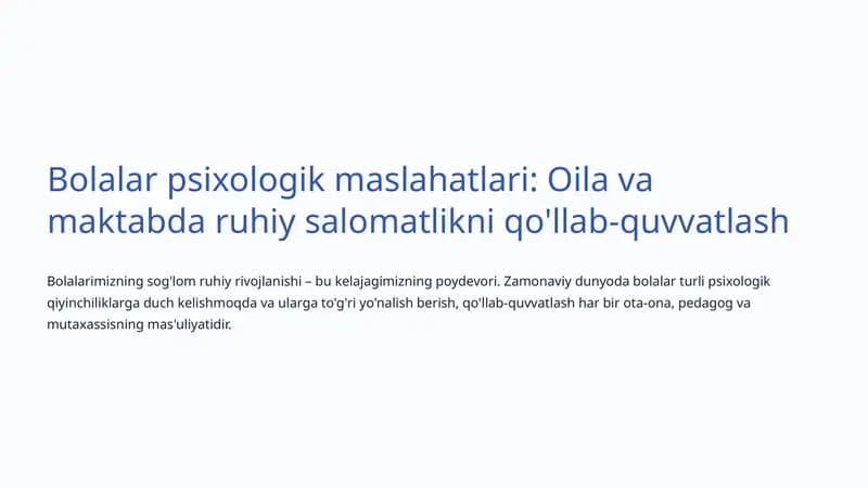 Bolalar psixologik maslahatlari