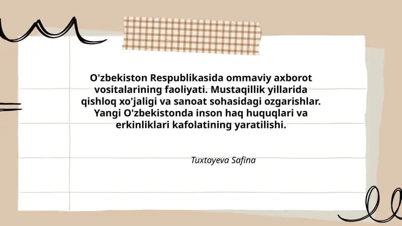 O'zbekiston Respublikasida ommaviy axborot vositalarining faoliyati