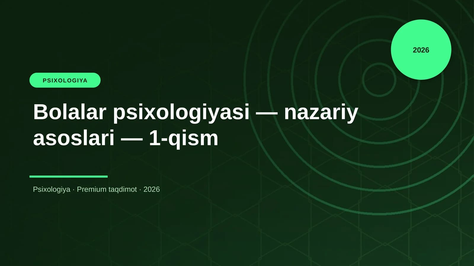 Bolalar psixologiyasi — nazariy asoslari — 1-qism