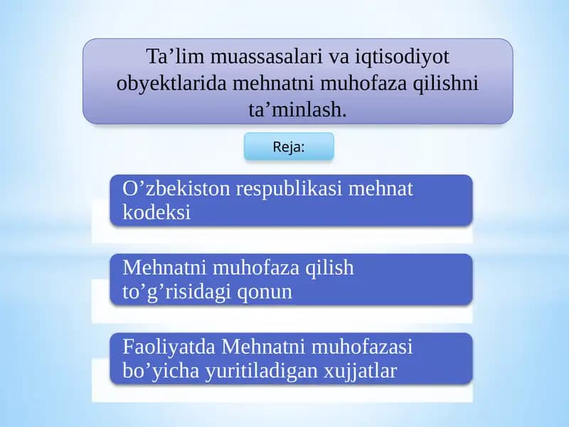 O‘ZBEKISTON RESPUBLIKASINING MEHNATKODEKSI