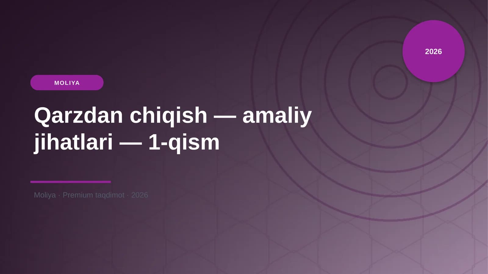 Qarzdan chiqish — amaliy jihatlari — 1-qism