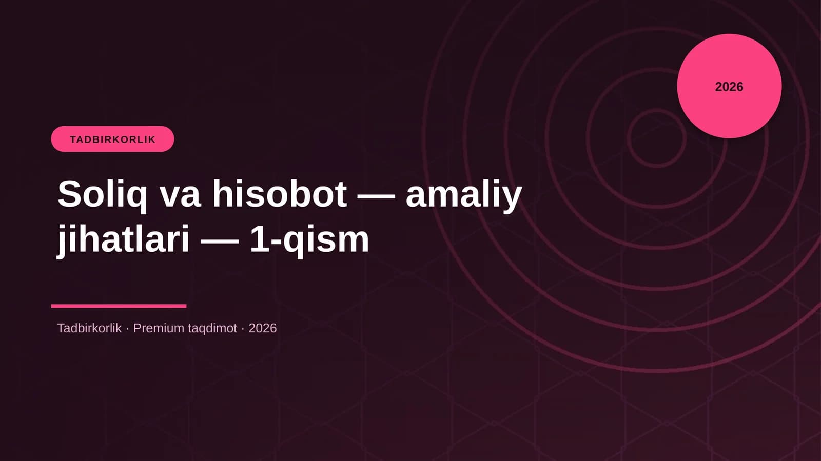 Soliq va hisobot - amaliy jihatlari - 1-qism