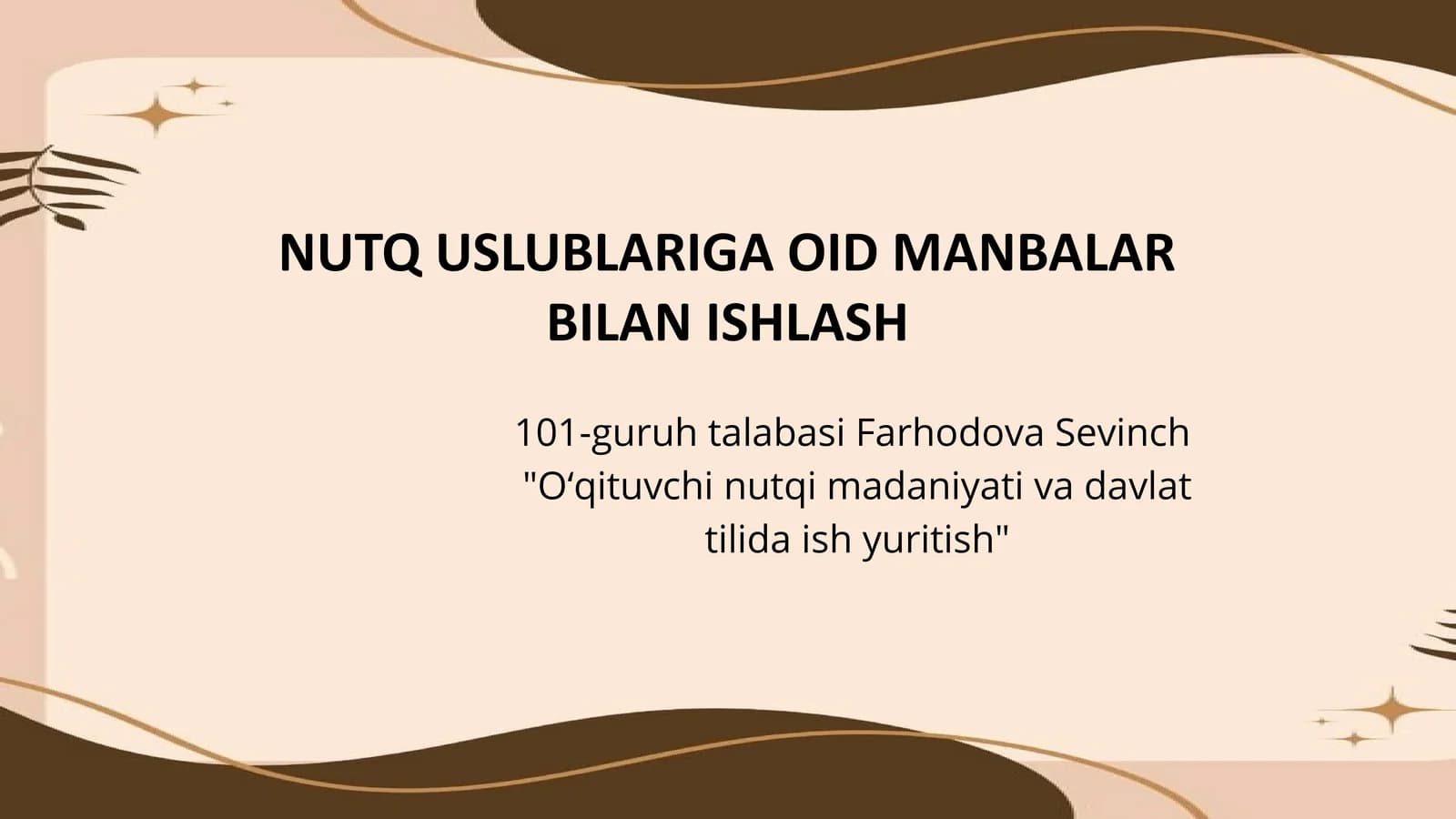 Nutq uslublariga oid manbalar bilan ishlash