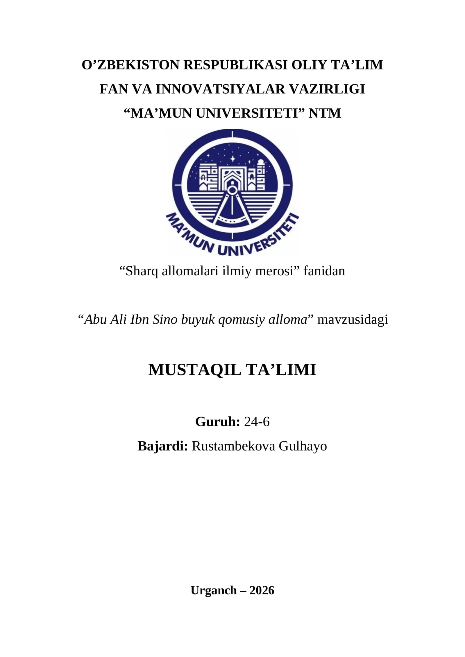 Abu Ali Ibn Sino buyuk qomusiy alloma
