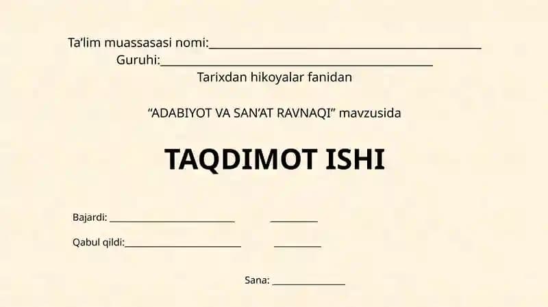 ADABIYOT VA SAN'AT RAVNAQI