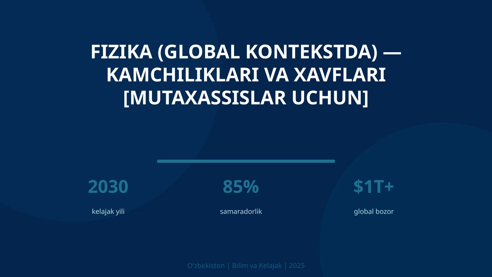 Fizika (global kontekstda) — kamchiliklari va xavflari [mutaxassislar uchun]