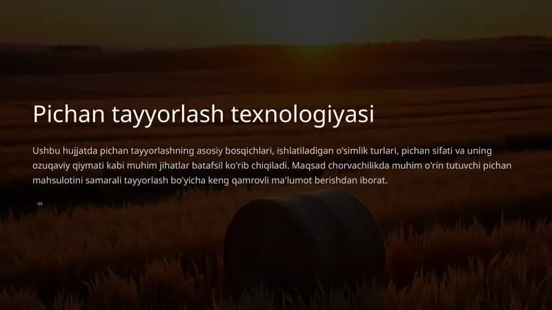 Pichan tayyorlash texnologiyasi