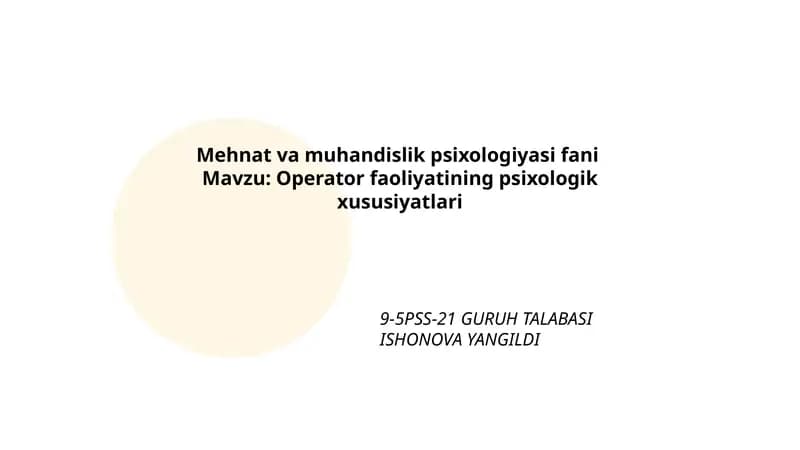 Mehnat va muhandislik psixologiyasi fani