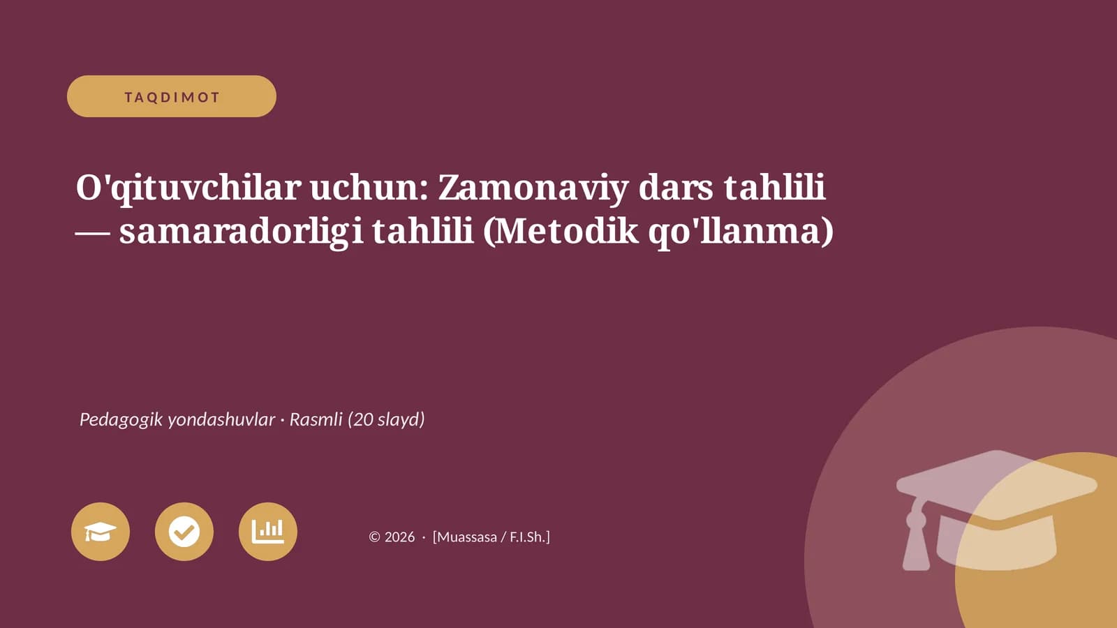 Zamonaviy dars tahlili — samaradorligi tahlili (Metodik qo'llanma)