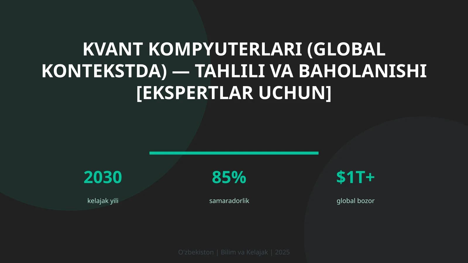 Kvant kompyuterlari (global kontekstda) — taḥlili va baholanishi [ekspertlar uchun]