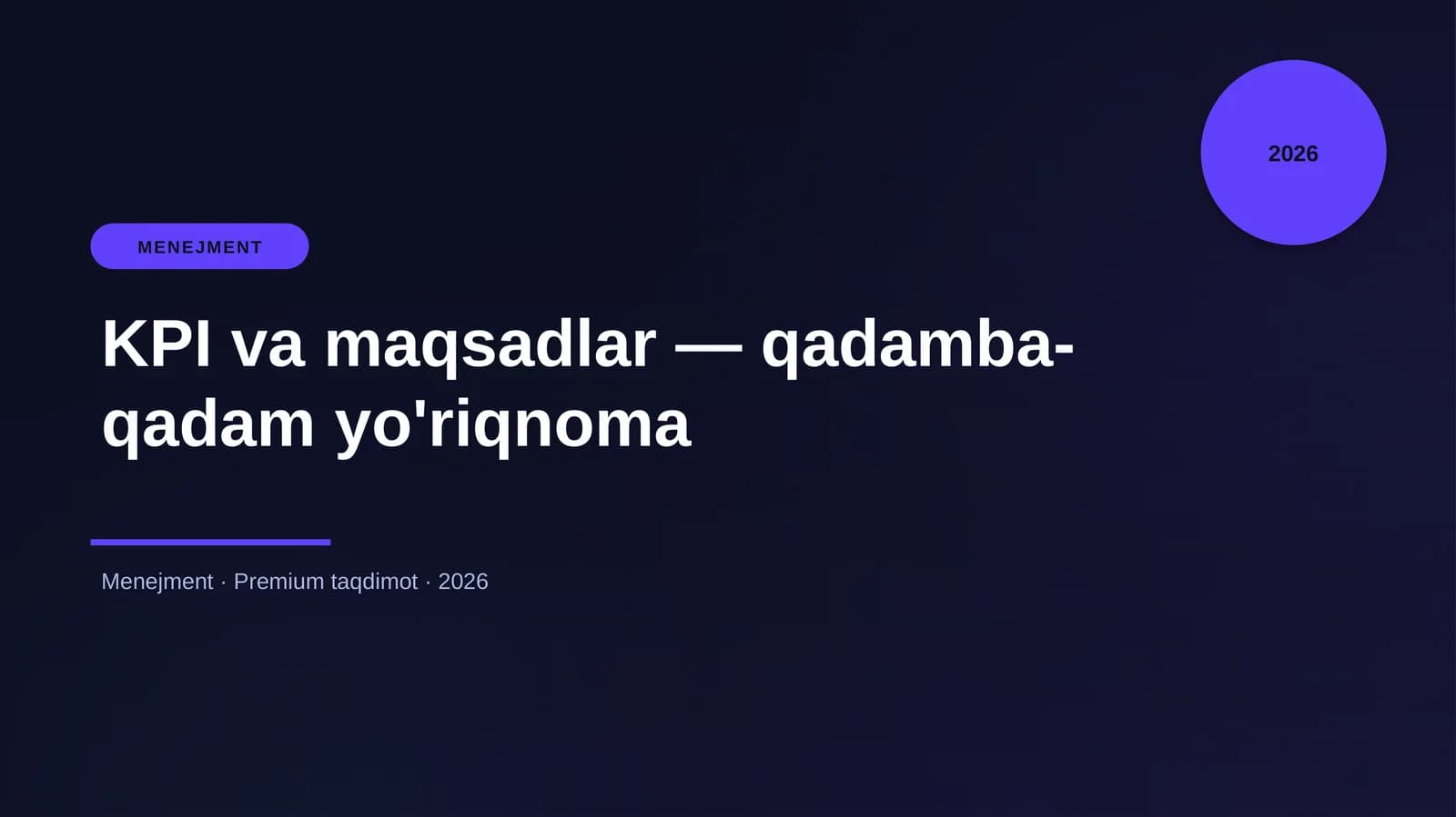 KPI va maqsadlar — qadamba-qadam yo'riqnoma